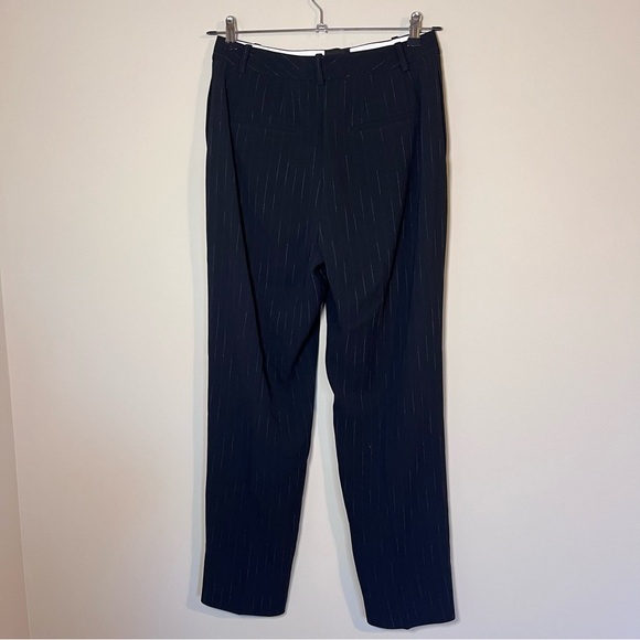 M.M. Lafleur Elliott Pinstripe Pleated Wide Leg Trousers Faded Stripe Black 6 - Picture 7 of 9